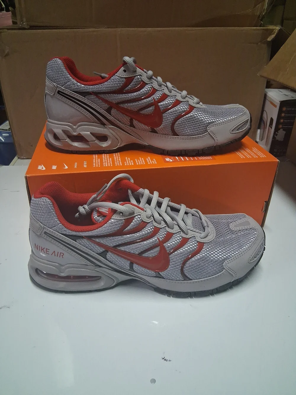 Nike Air Max Torch 4 Grey and Red Mesh Running Sneakers